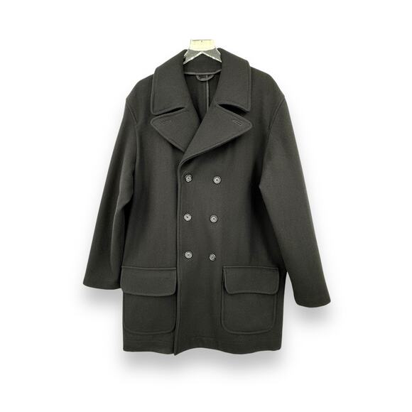 Grenfell England men's pea coat jacket size 46 wool blend double breasted black